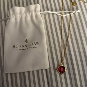 Susan Shaw Dainty Coupe Necklace in Ruby Red